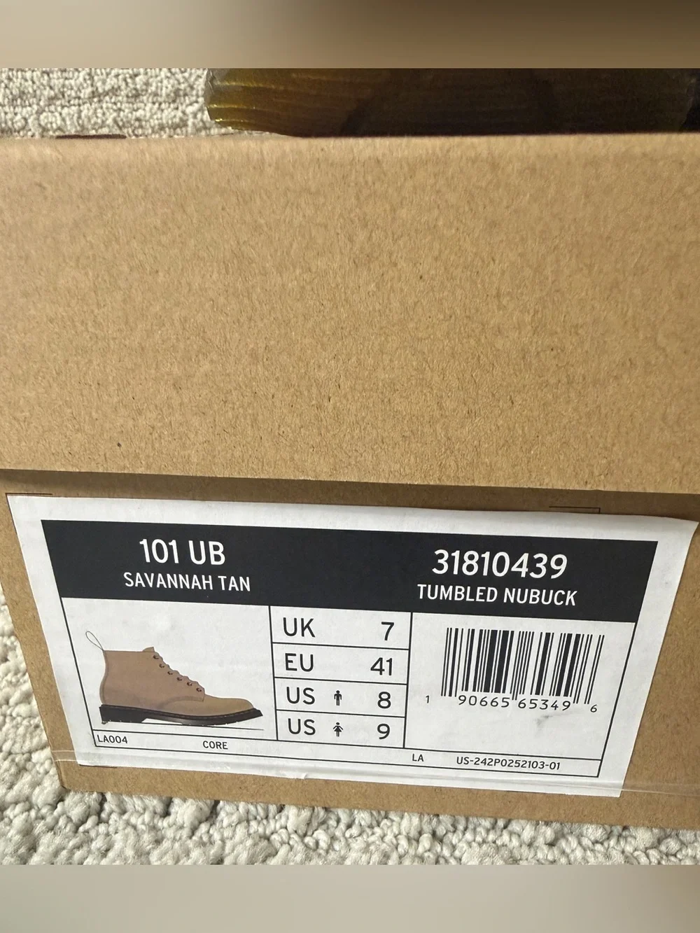 Dr. Martens 101 Savannah Tan Tumbled Nubuck Leather Combat Ankle Boots Sz 8M/9L